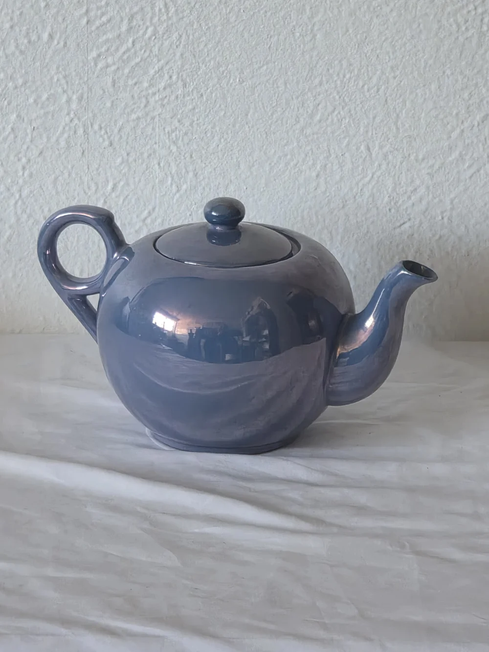 Vintage Iridescent Blue Lusterware Teapot